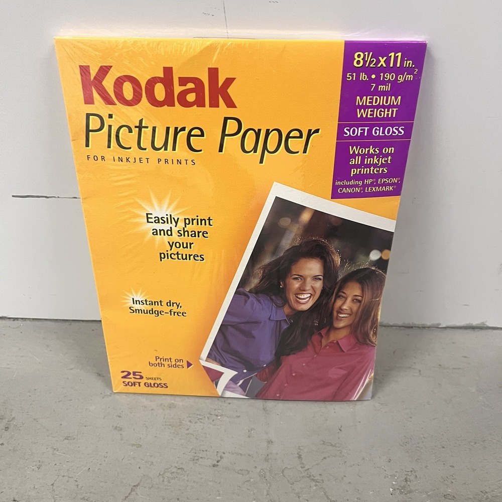Kodak Picture Inkjet Printer Paper 25 Sheets 8.5 X 11 Soft Gloss - Sealed‎
